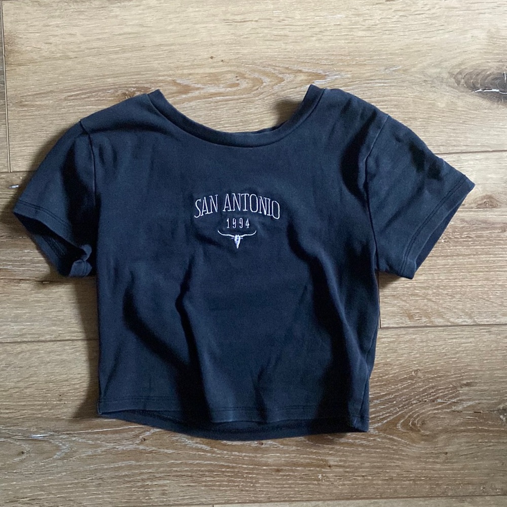 garage black graphic baby tee